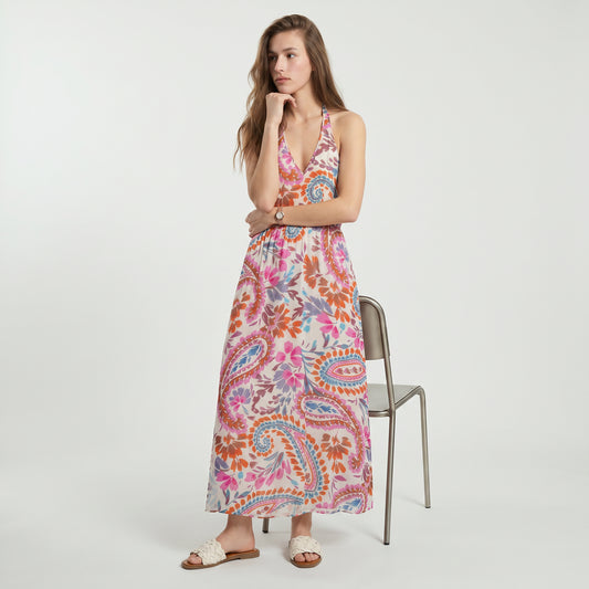 Vestito lungo con scollo a V e spacchi - var 2
