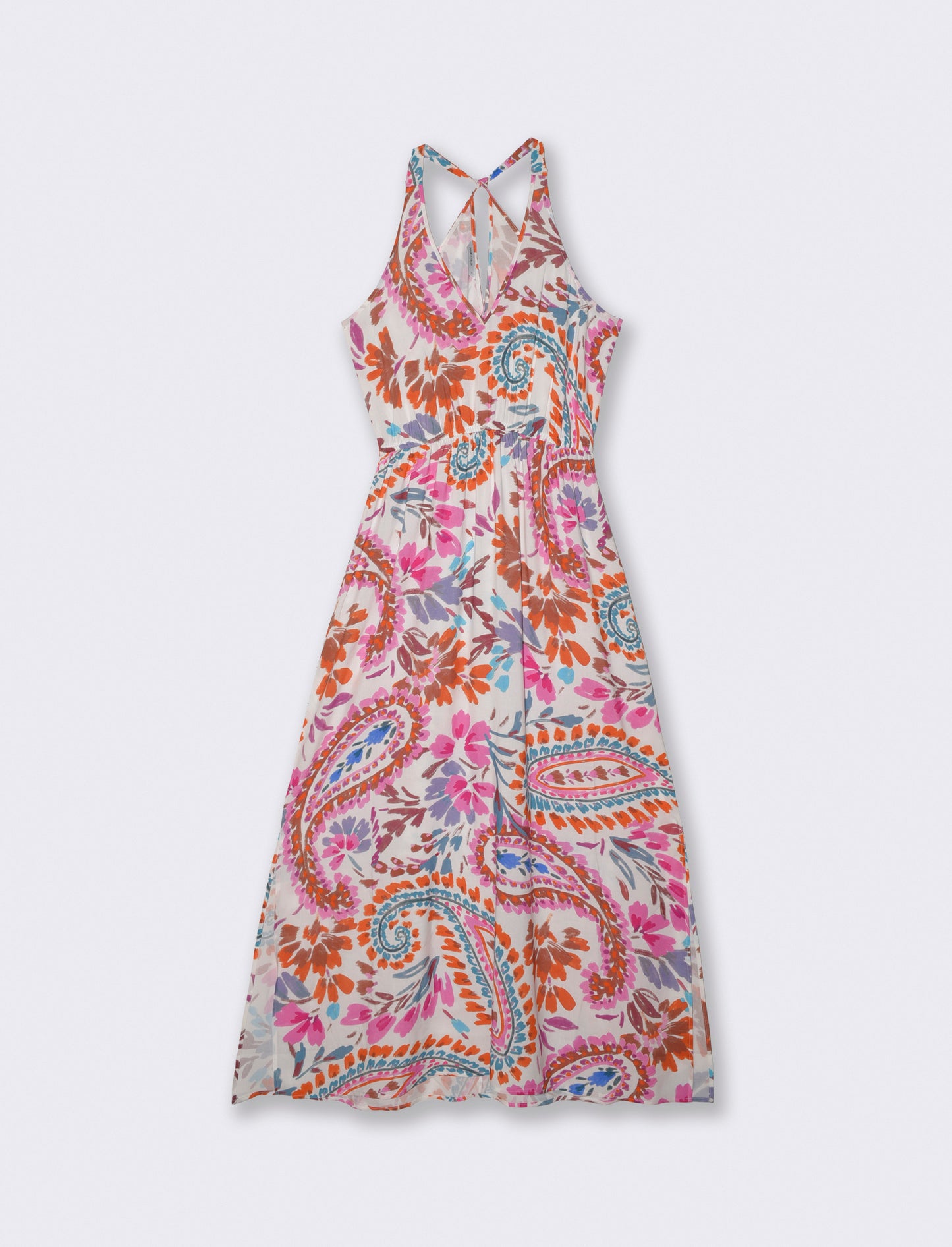 Vestito lungo con scollo a V e spacchi - var 2