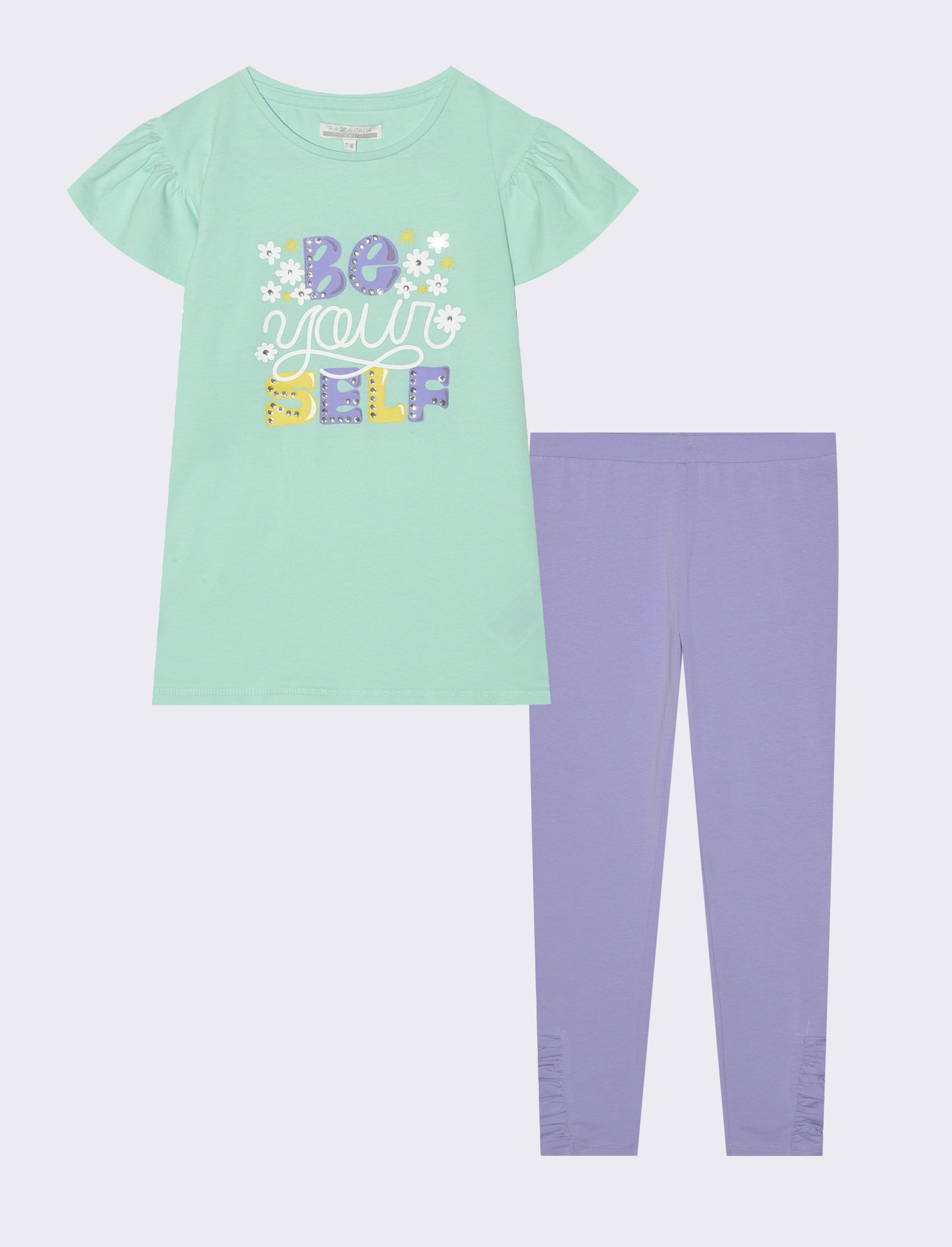 Summer outfit for girls with rhinestones and sequins - Green