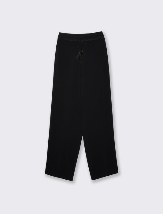 Pantaloni elasticizzati con coulisse vita - Nero
