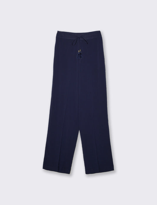 Pantaloni elasticizzati con coulisse vita - Blu