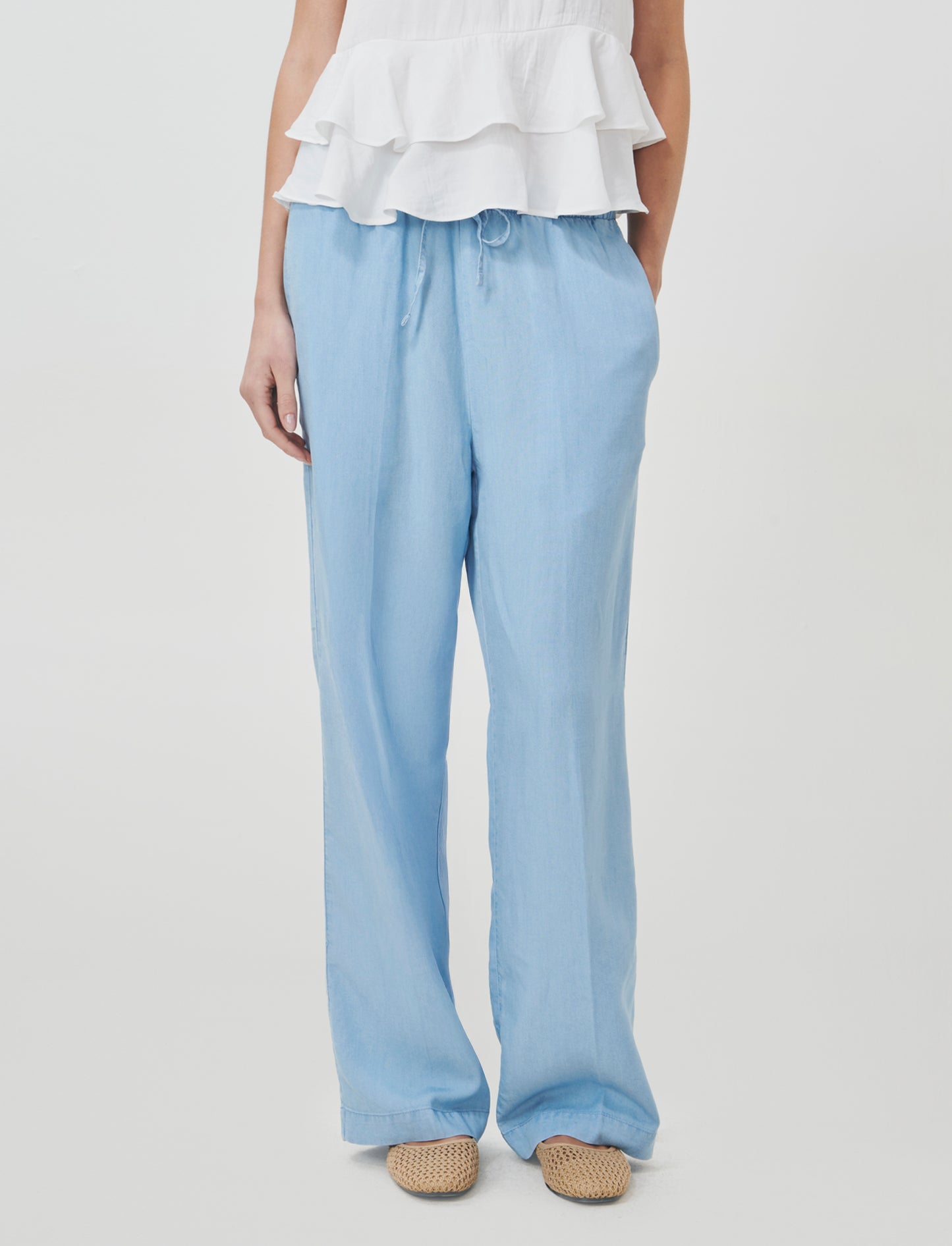 Introducing the stylish culotte pants crafted from soft lyocell, designed for the modern woman who v - Blue
