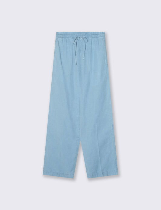 Pantalone Culotte in Lyocell con Coulisse - Denim