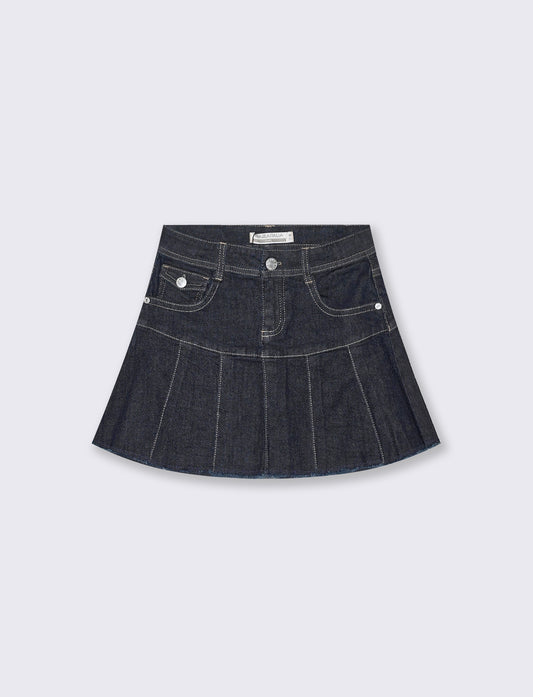 Gonna da bambina in denim a pieghe - Denim