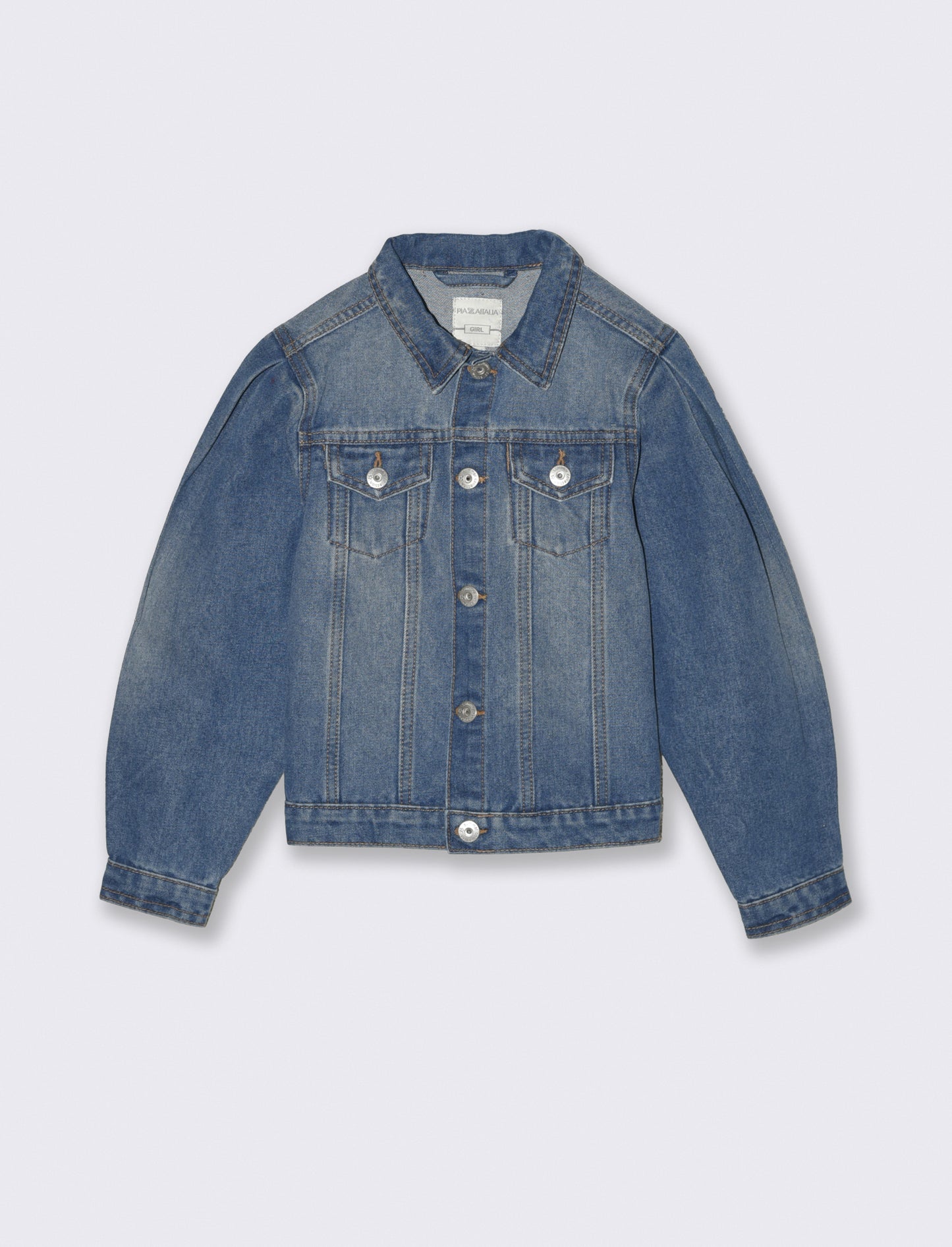 Giubbino jeans bambina manica a sbuffo - Denim chiaro