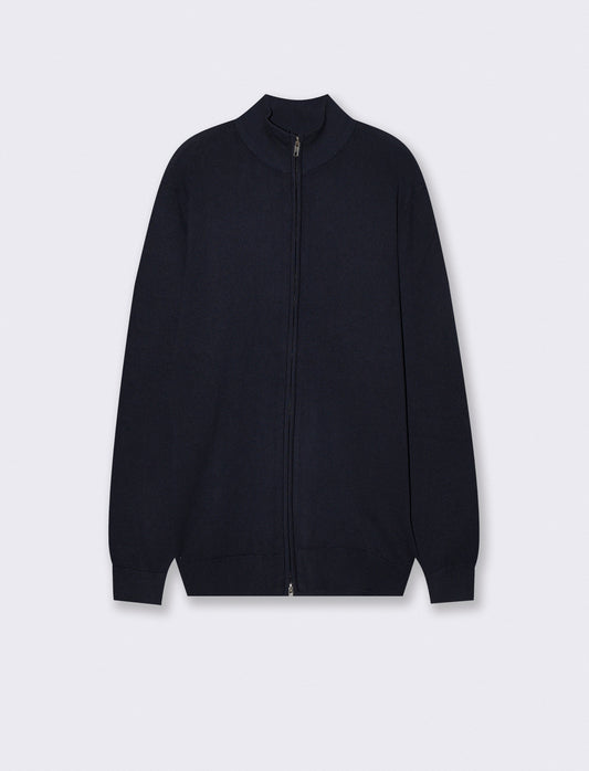 Maglia Cardigan Lupetto in Filato Comfort - Blu