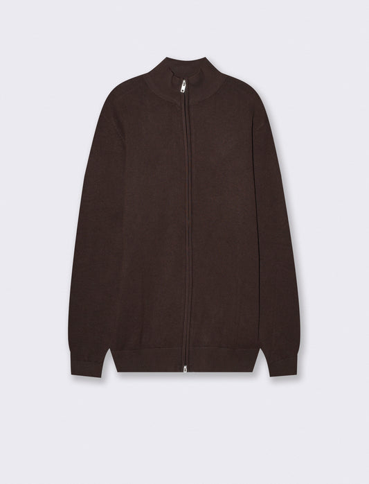 Maglia Cardigan Lupetto in Filato Comfort - Moro