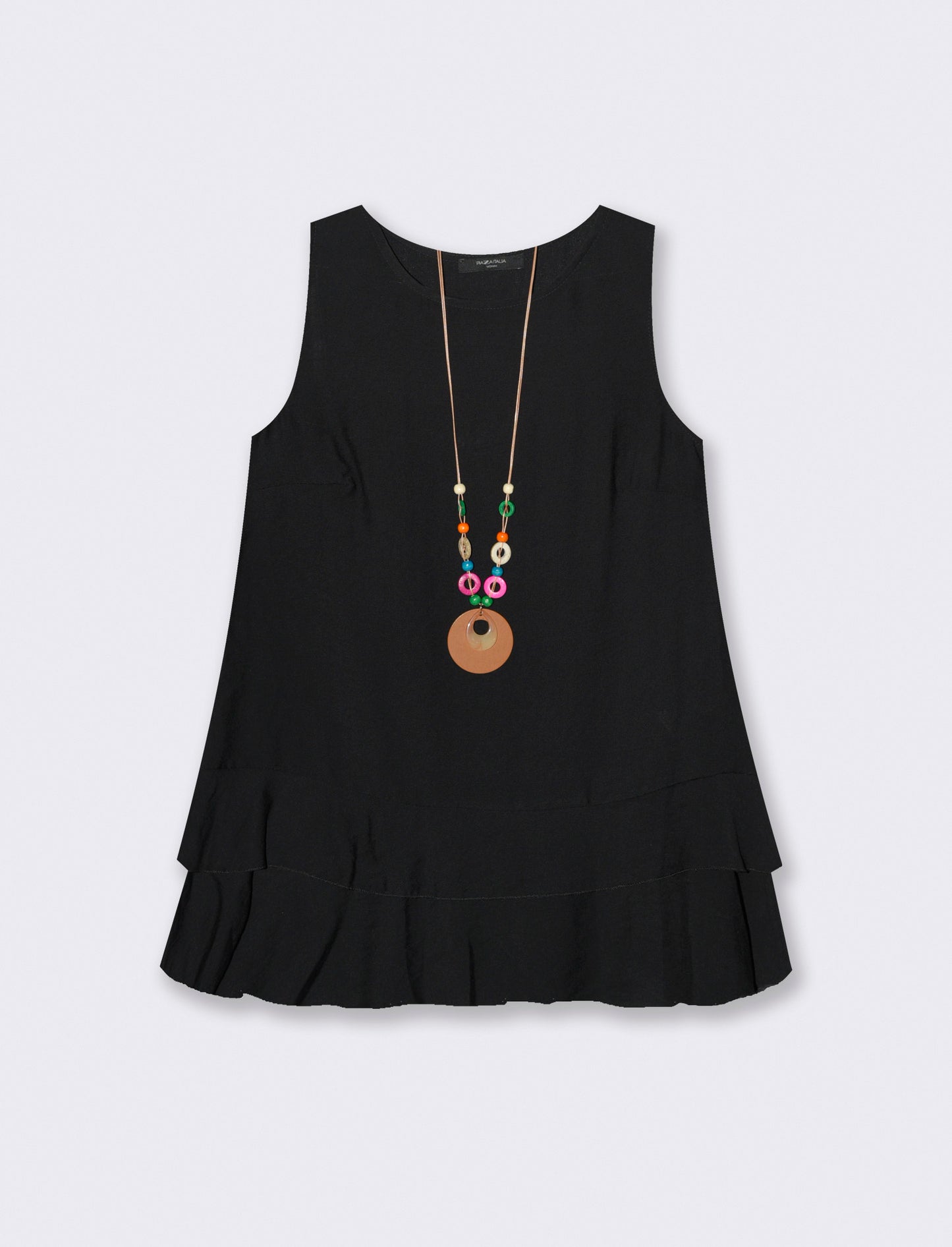 Top con balza e collana - Nero