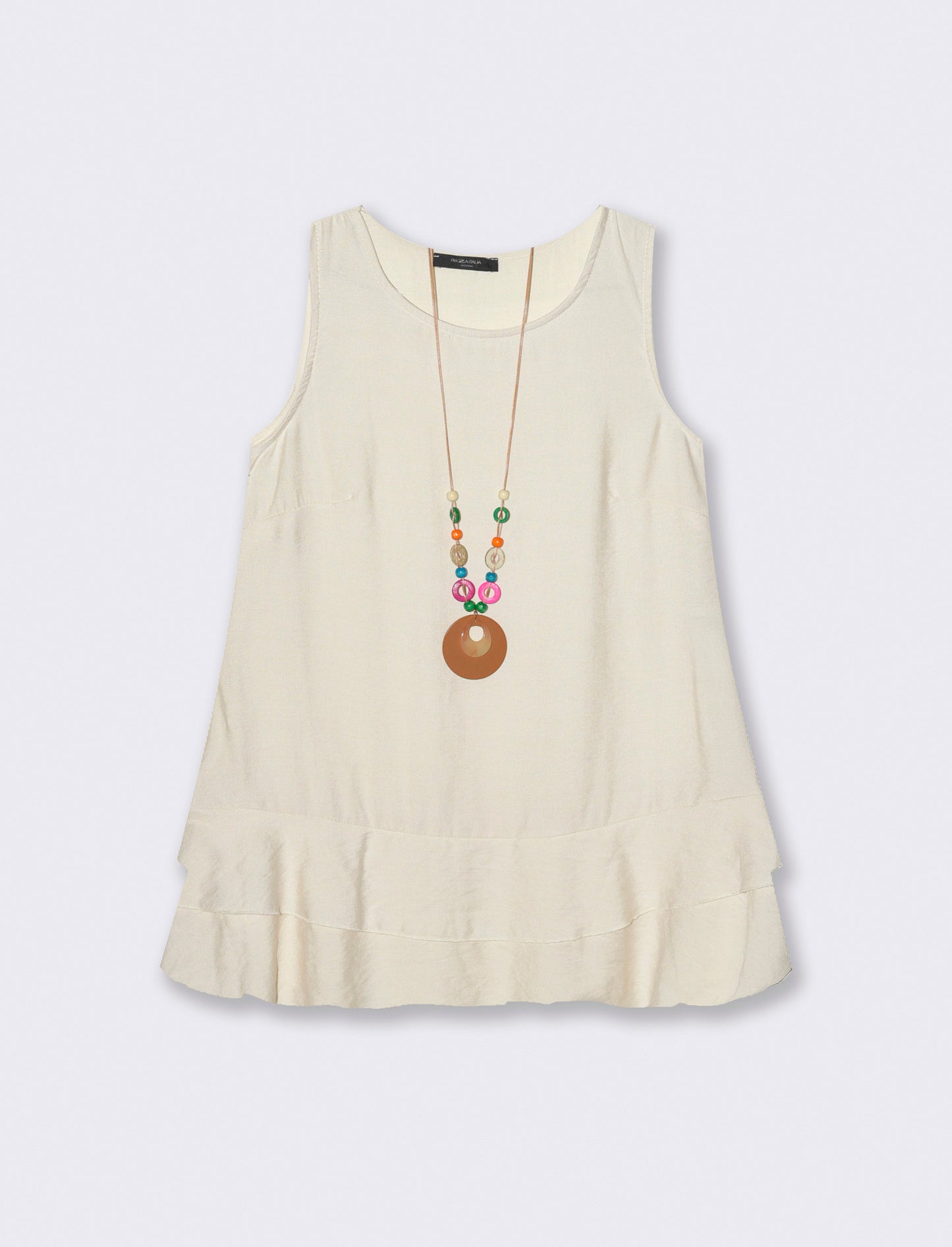 Top con balza e collana - Sabbia