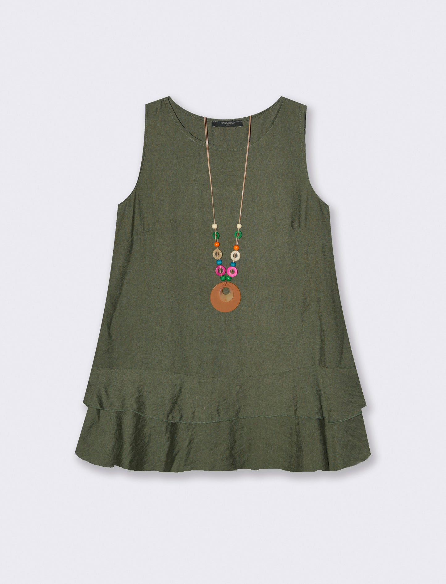 Top con balza e collana - Verde militare