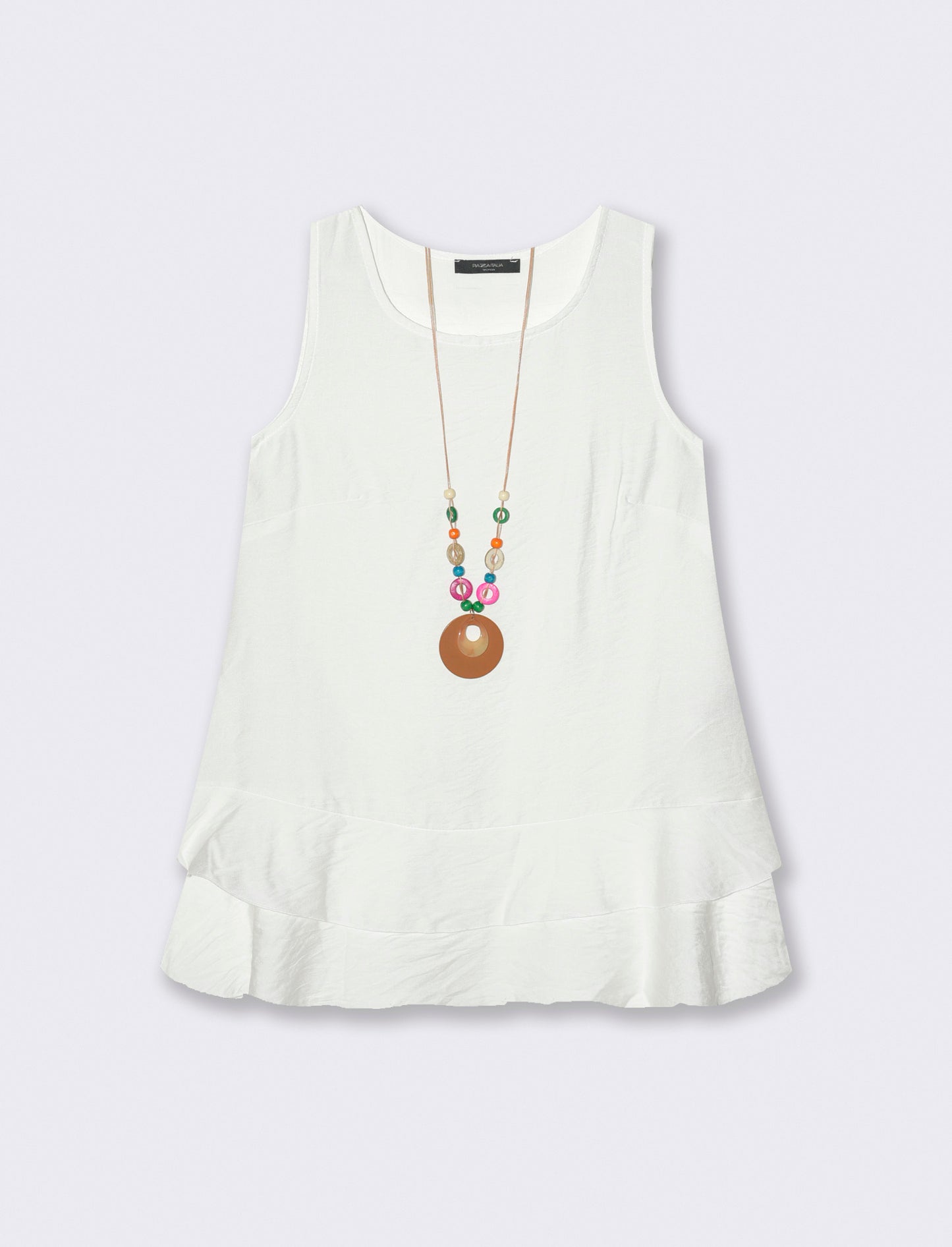 Top con balza e collana - Bianco