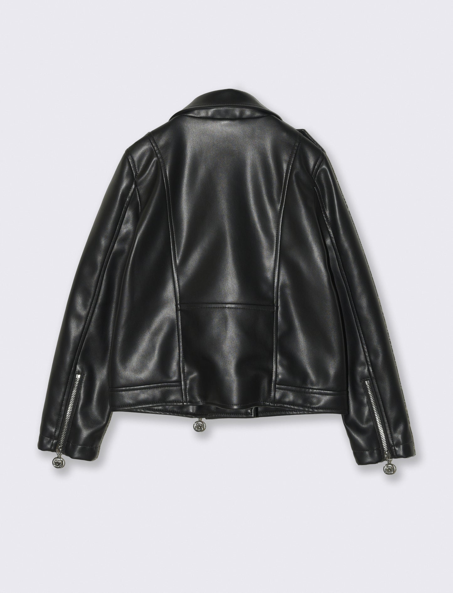 Giacca biker in finta pelle con zip - Nero