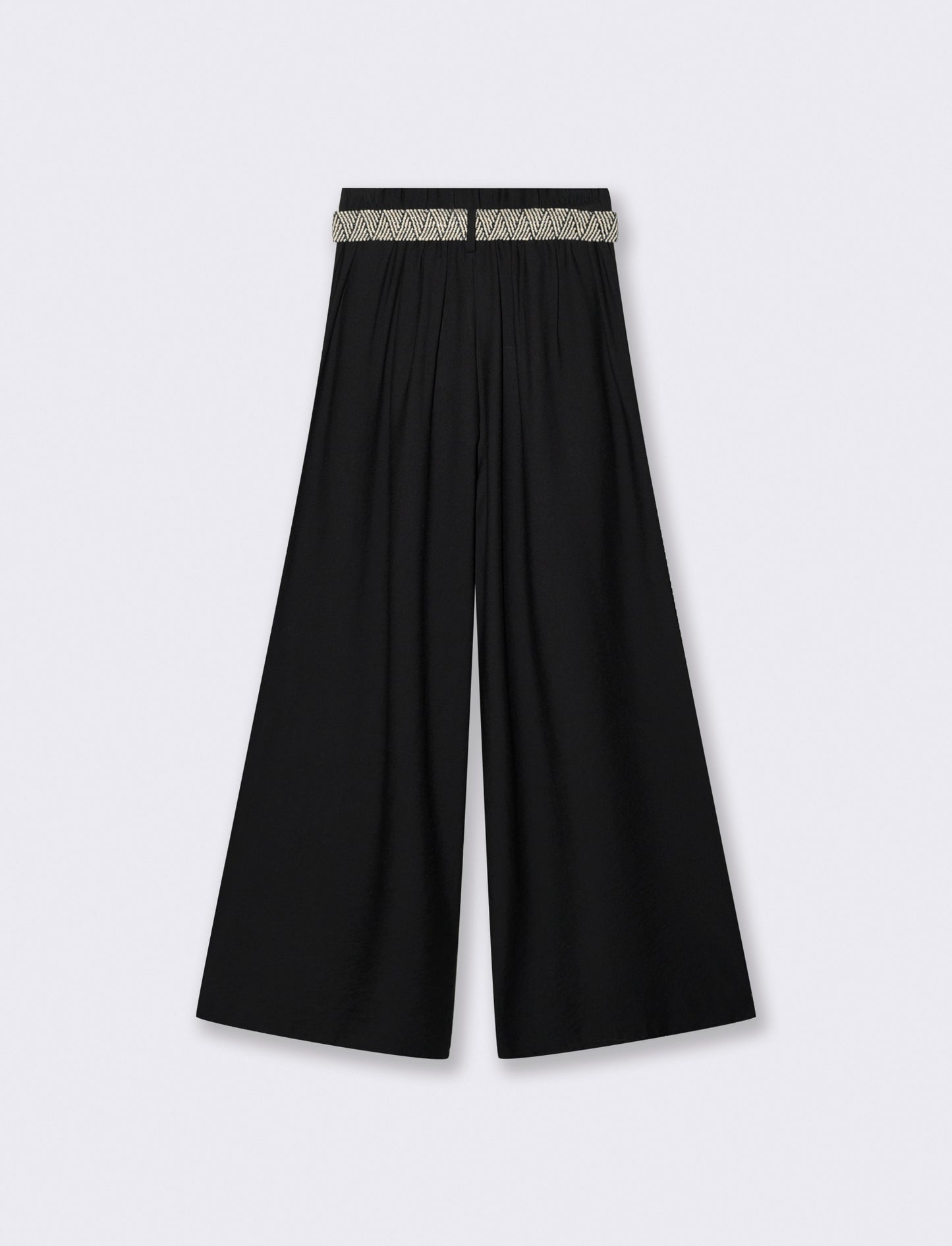 Pantalone a palazzo con cintura - Nero