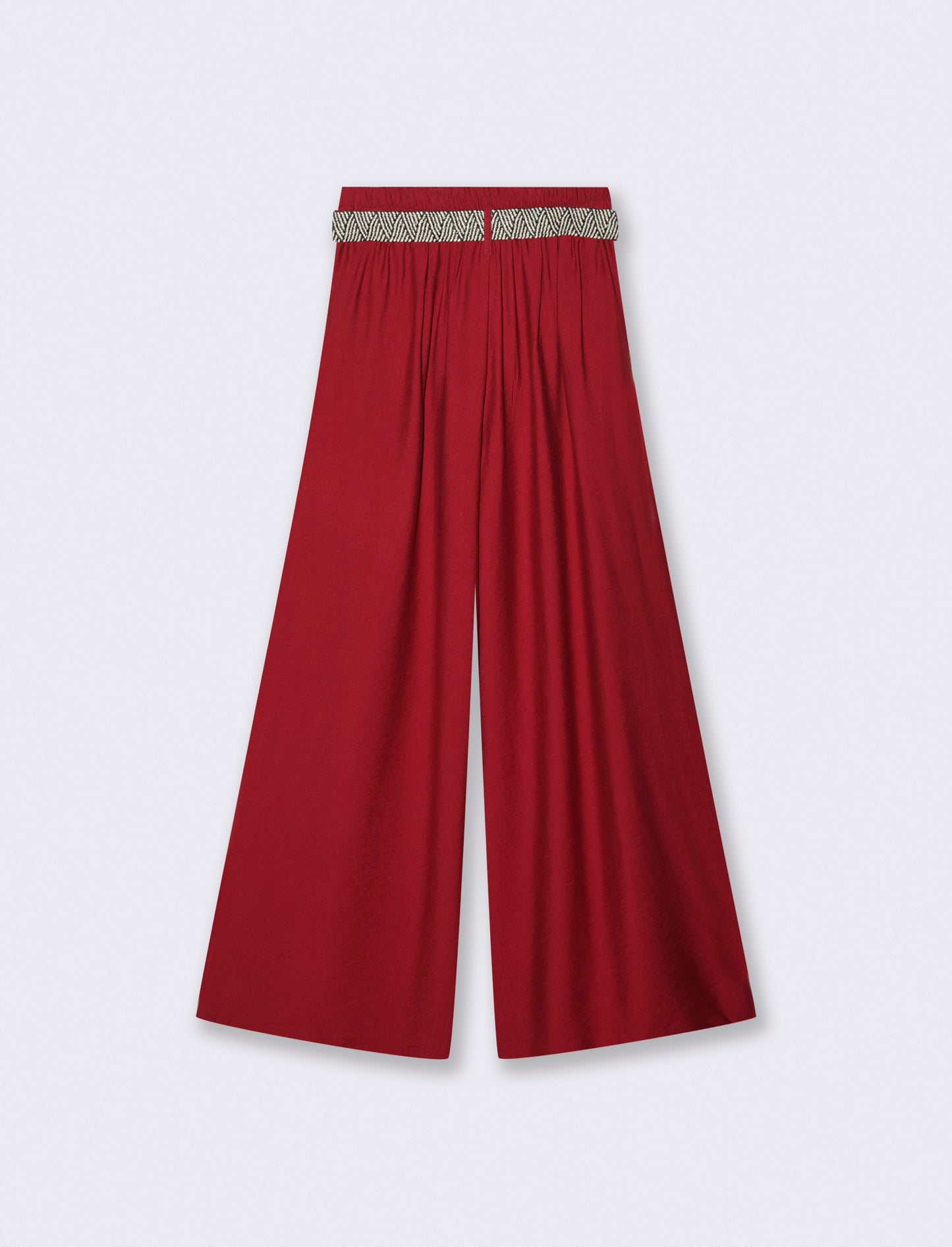 Pantalone a palazzo con cintura - Rosso india