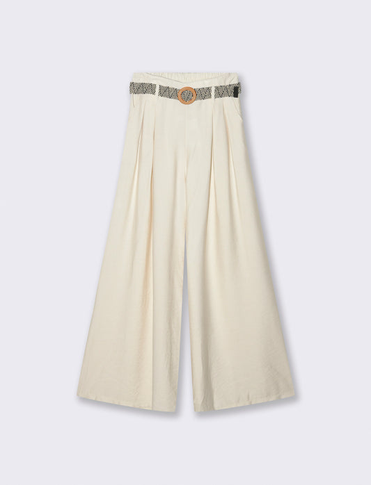Pantalone a palazzo con cintura - Sabbia