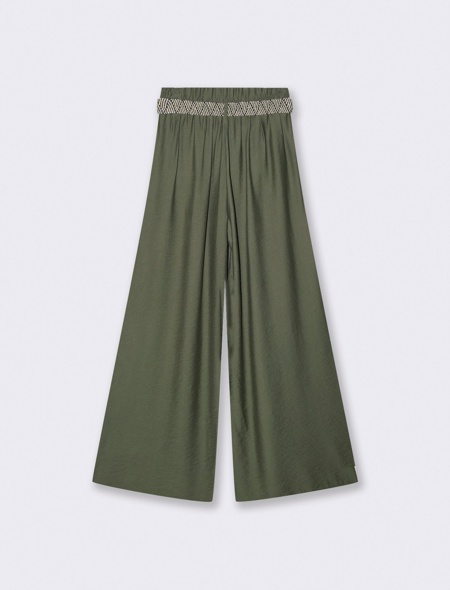 Pantalone a palazzo con cintura - Verde militare