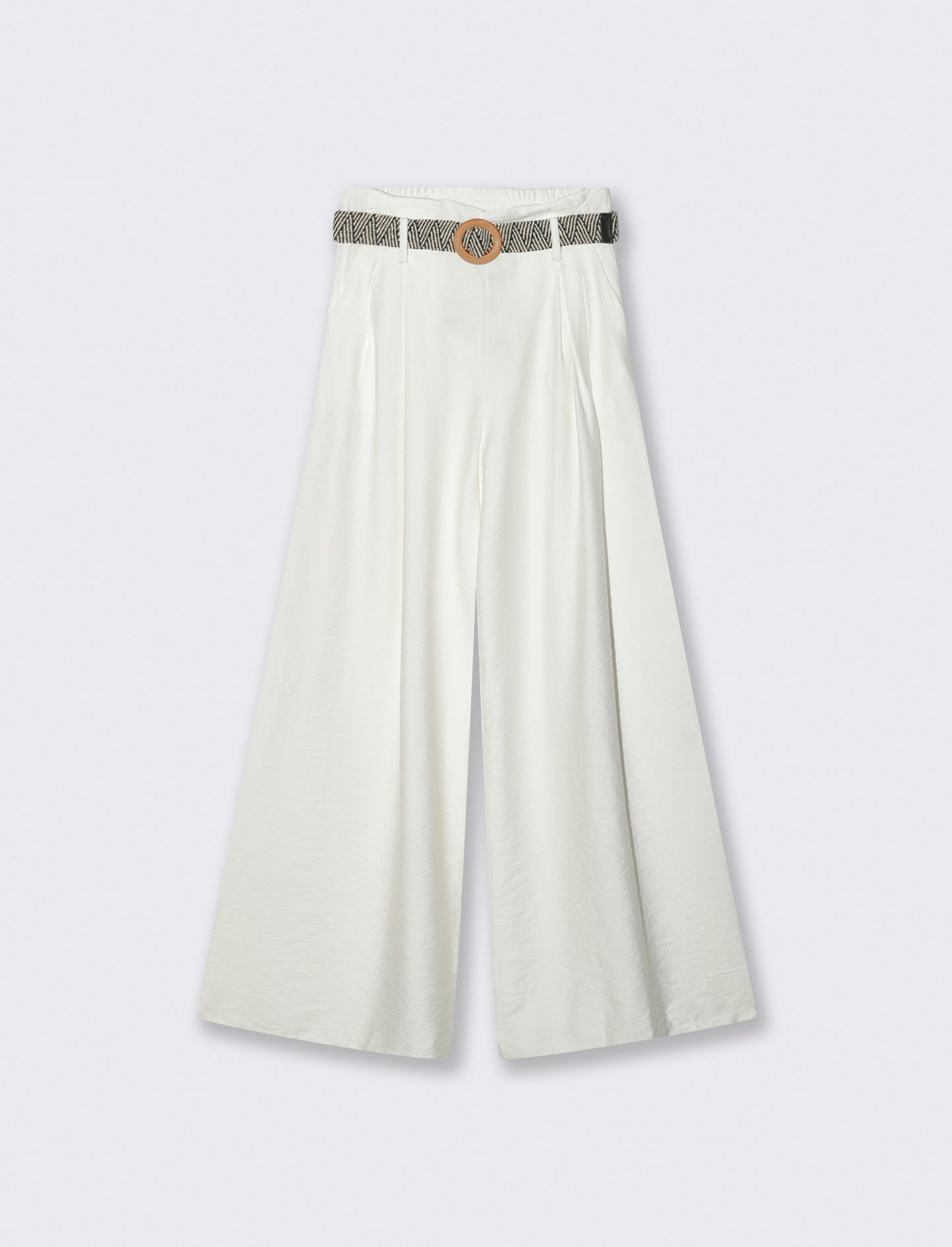 Pantalone a palazzo con cintura - Bianco