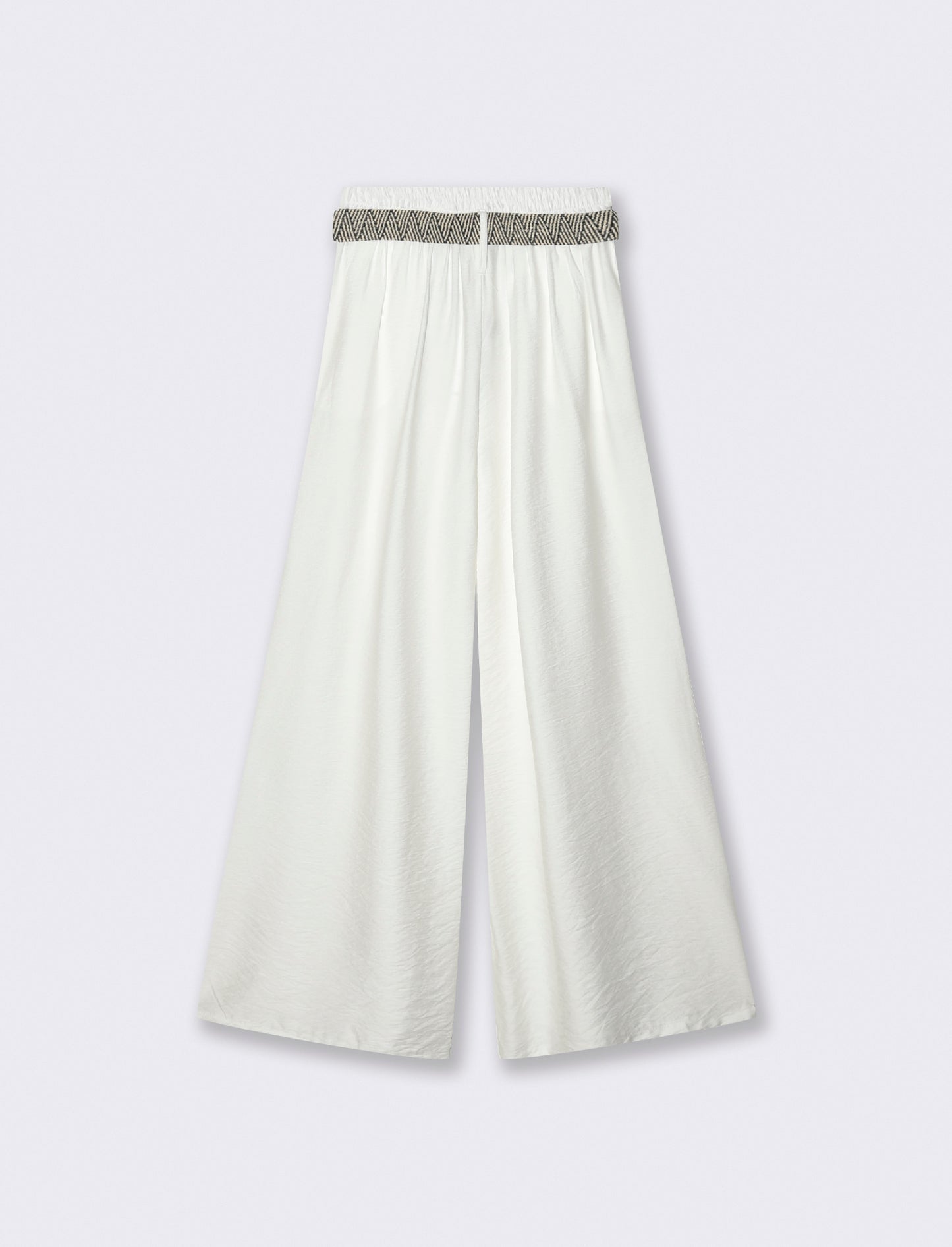 Pantalone a palazzo con cintura - Bianco