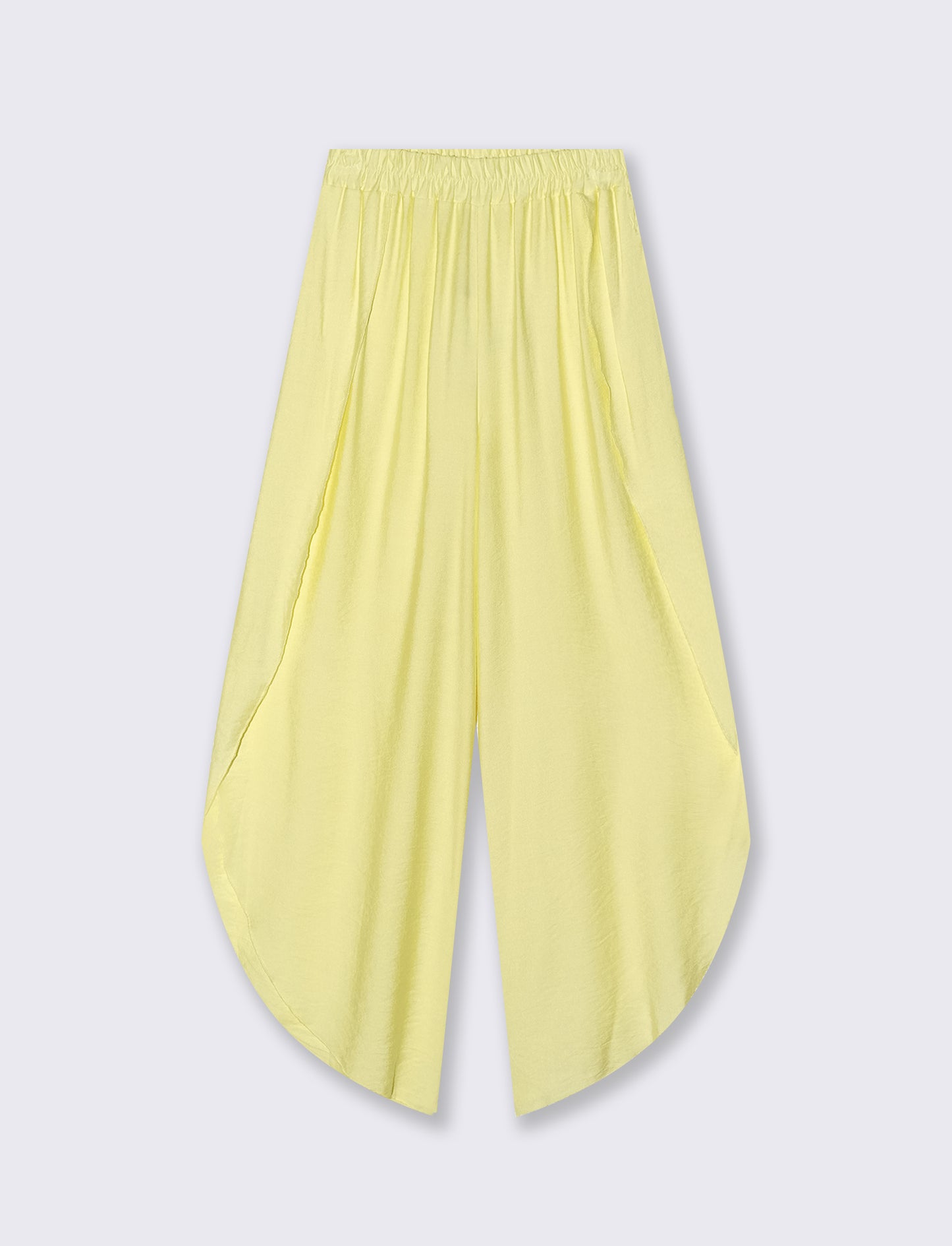 Pantalone a palazzo con elastico in vita - Giallo
