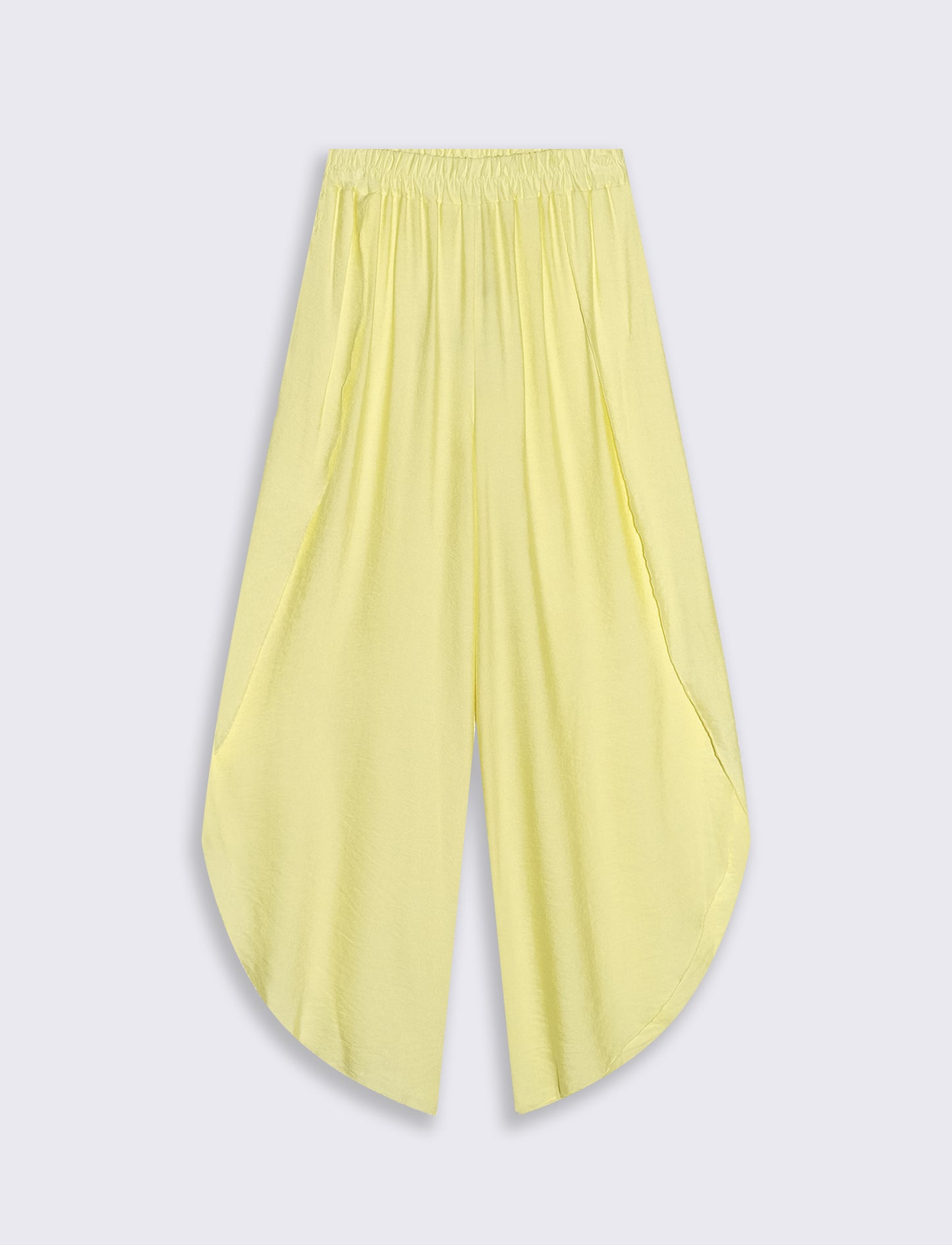 Pantalone a palazzo con elastico in vita - Giallo