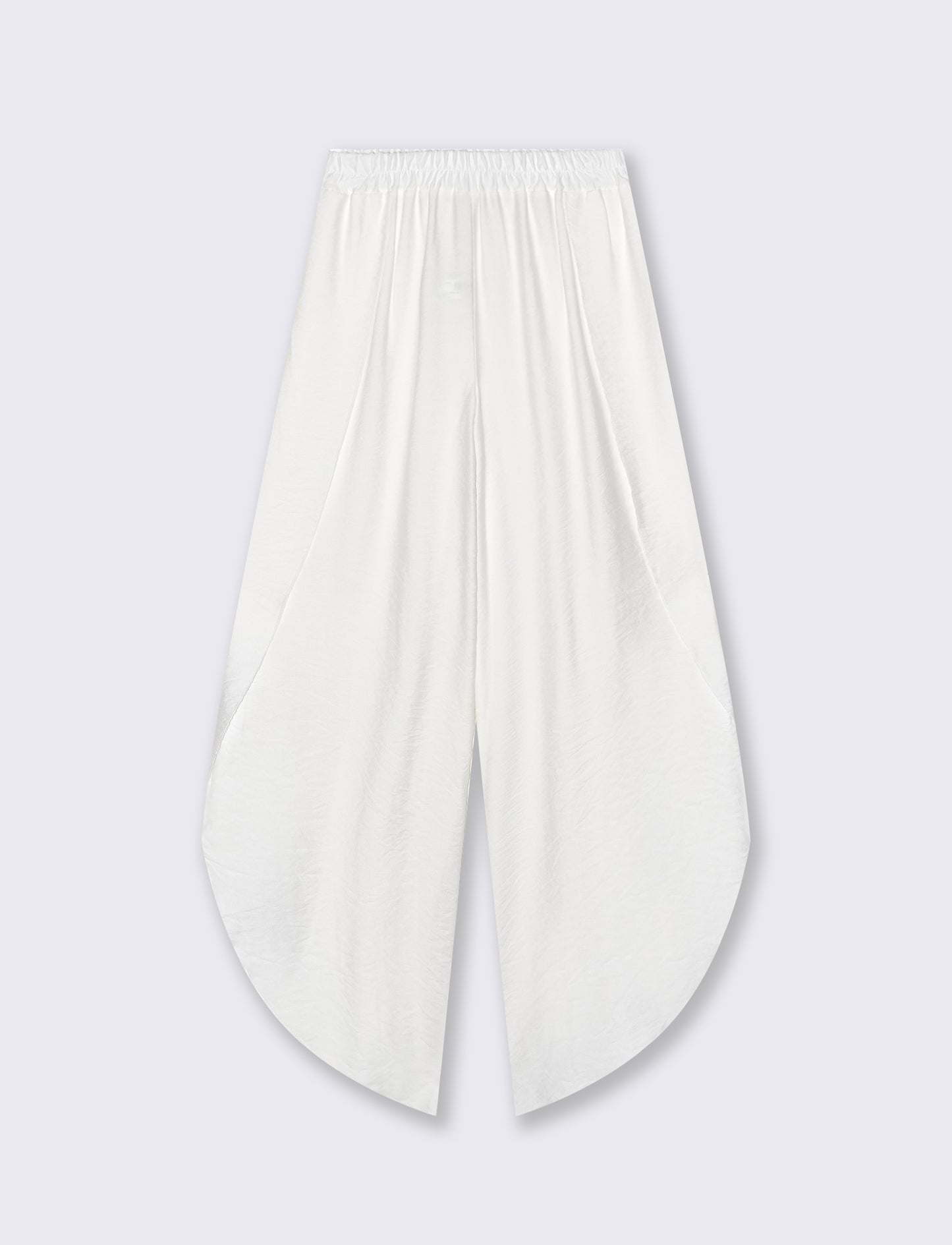Pantalone a palazzo con elastico in vita - Bianco