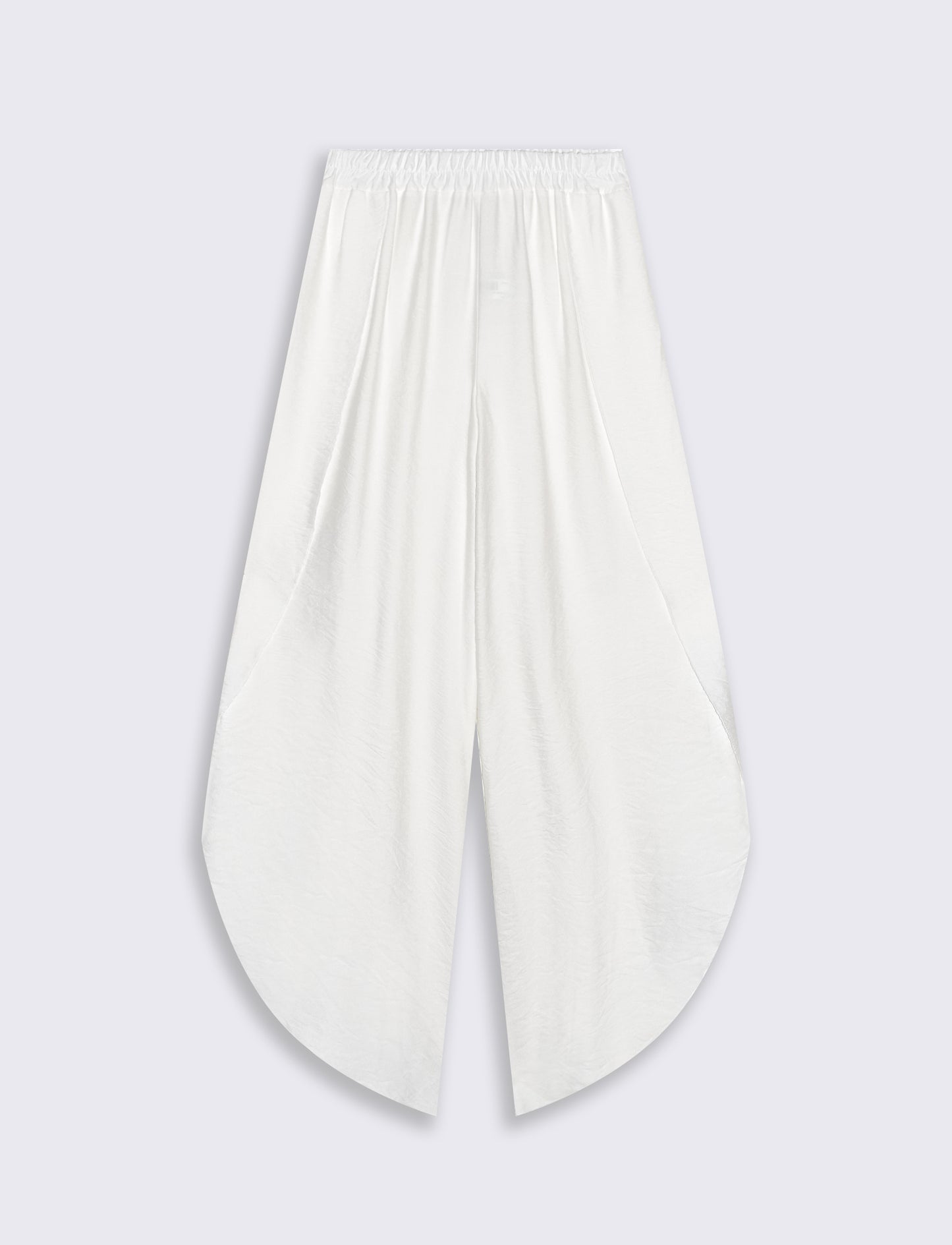 Pantalone a palazzo con elastico in vita - Bianco