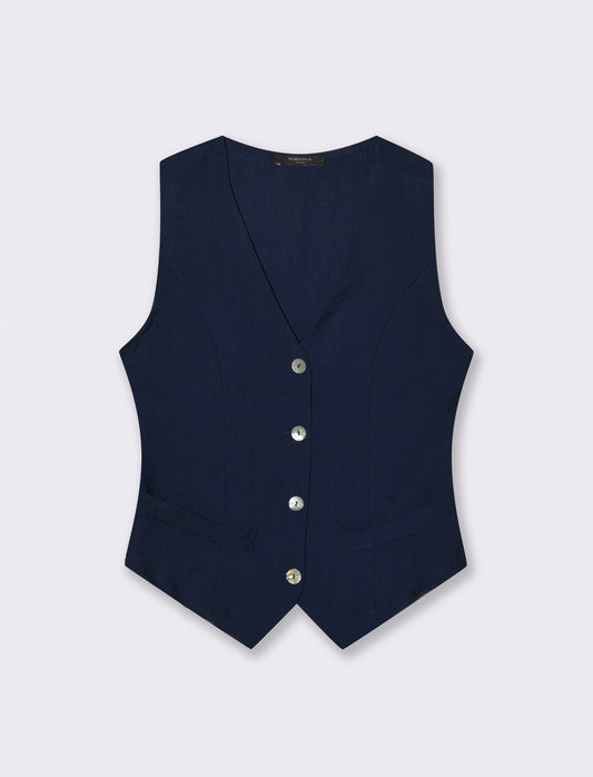 Gilet con bottoni in viscosa - Blu
