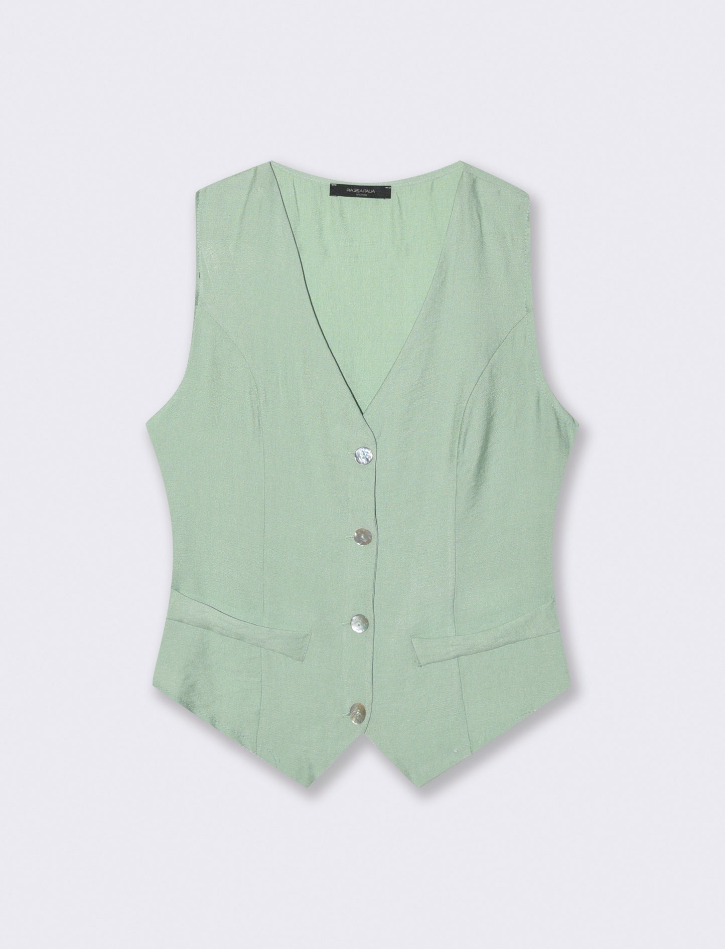 Gilet con bottoni in viscosa - Verde acqua