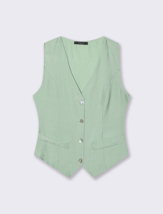 Gilet con bottoni in viscosa - Verde acqua
