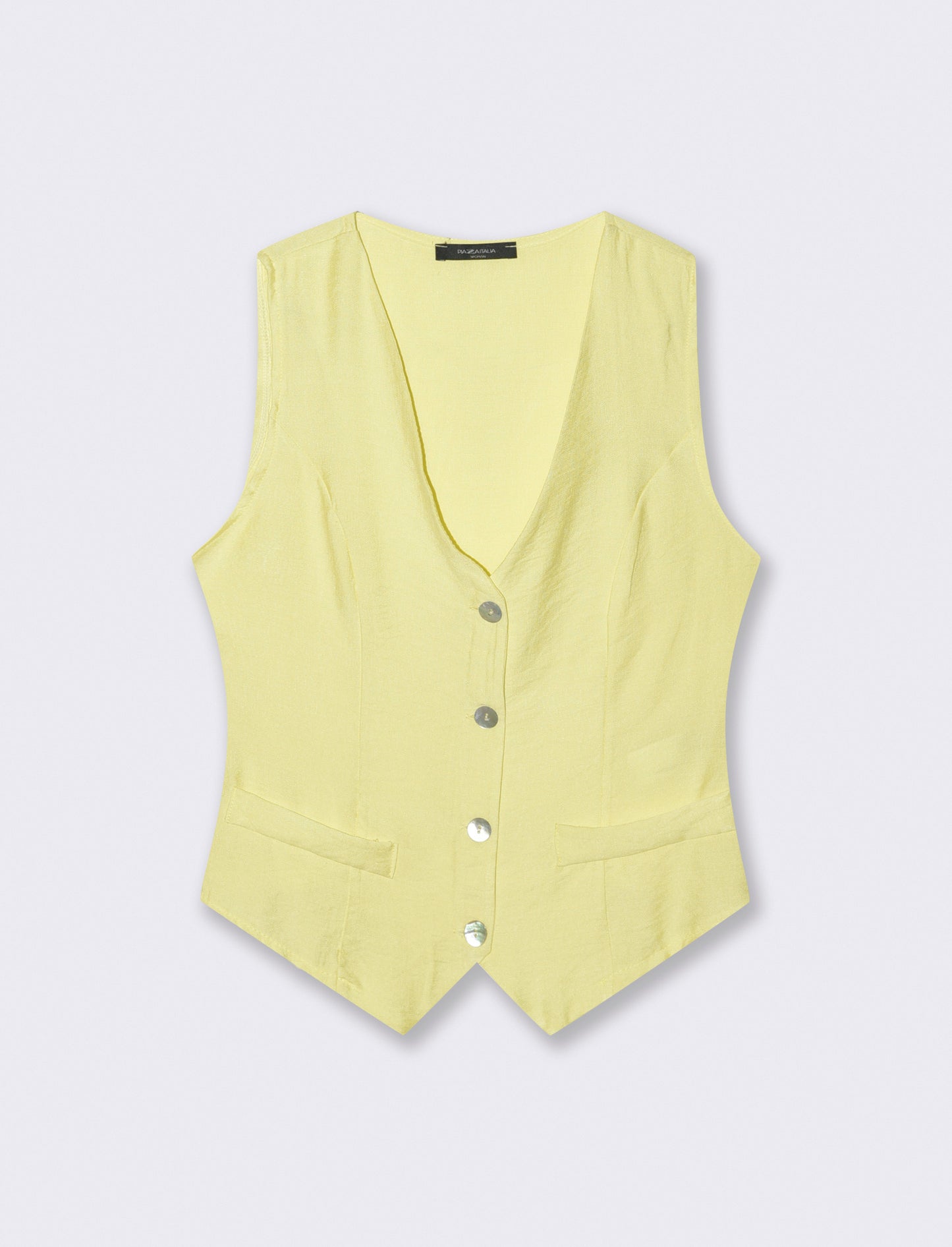 Gilet con bottoni in viscosa - Giallo