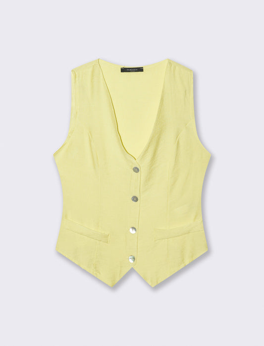 Gilet con bottoni in viscosa - Giallo