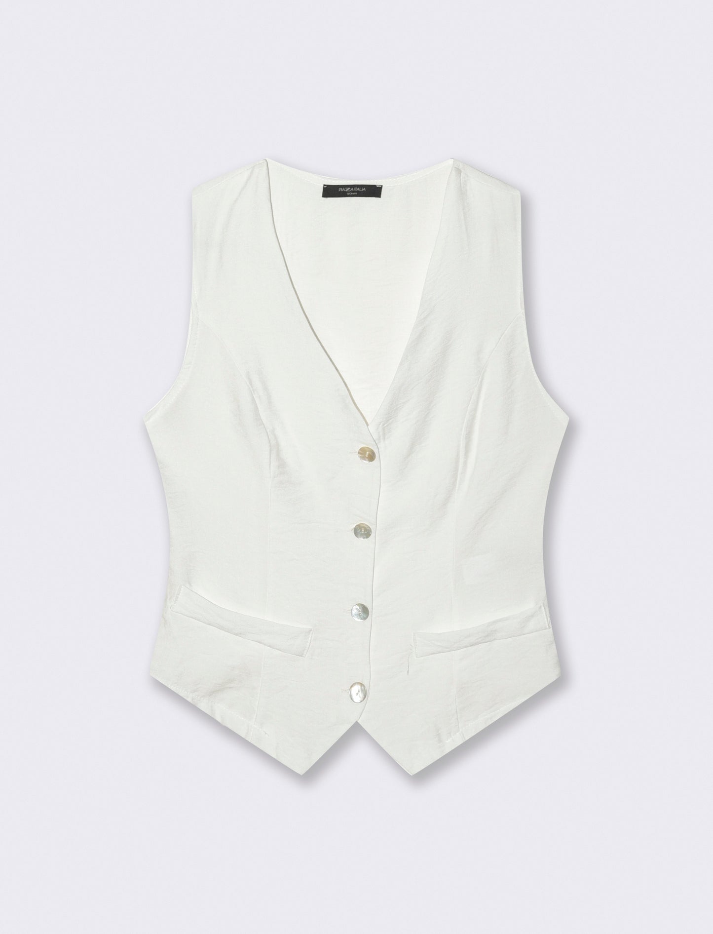 Gilet con bottoni in viscosa - Bianco