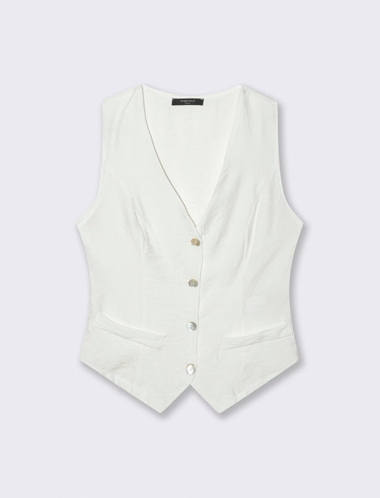 Gilet con bottoni in viscosa - Bianco