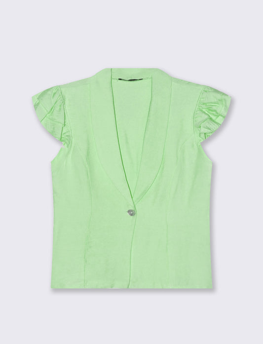 Giacca corta con maniche con arriccio - Verde acqua