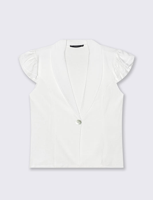 Giacca corta con maniche con arriccio - Bianco