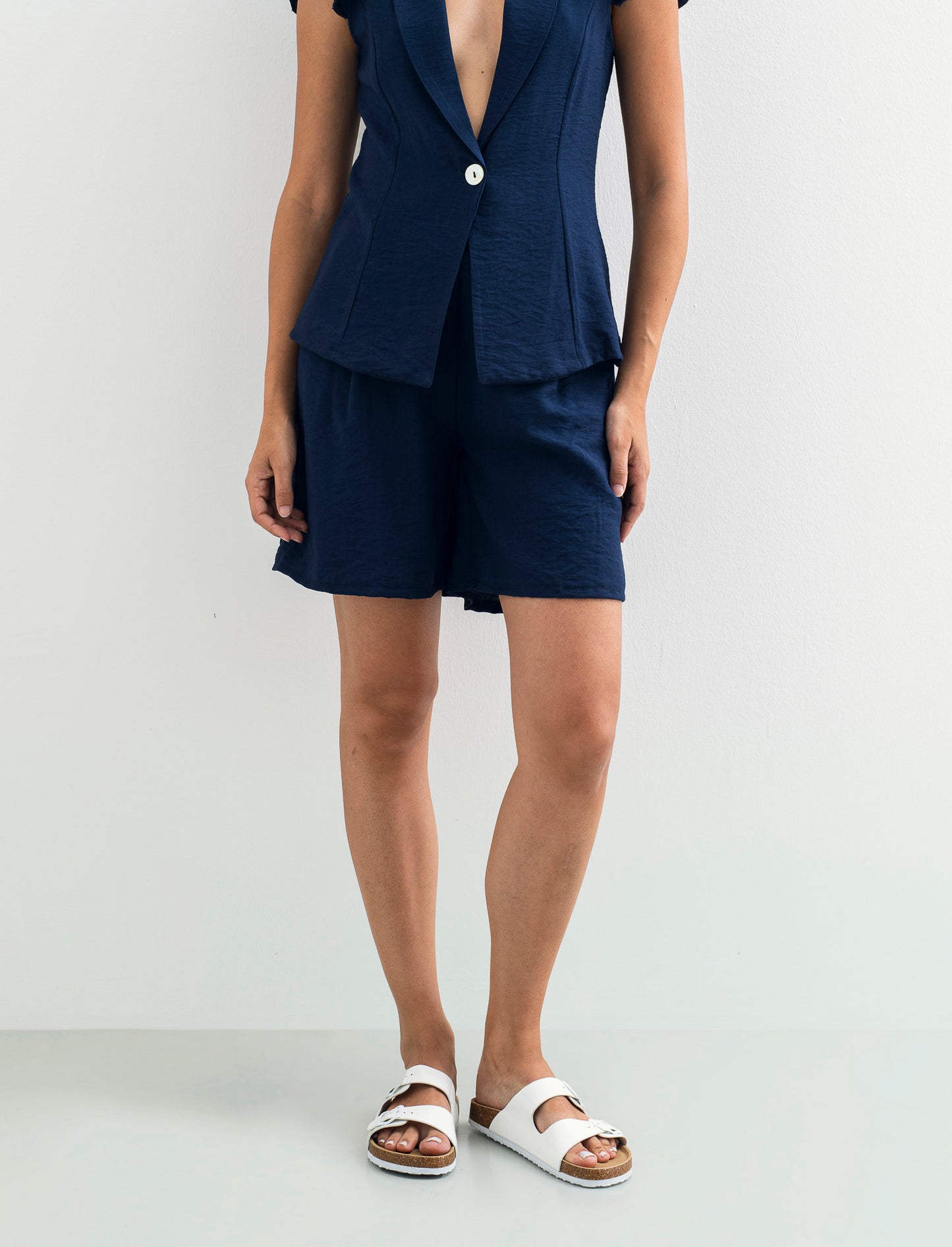 Short con passanti e pinces - Blu
