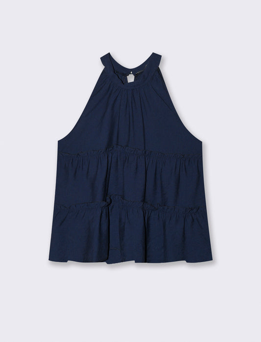 Top con rouches - Blu