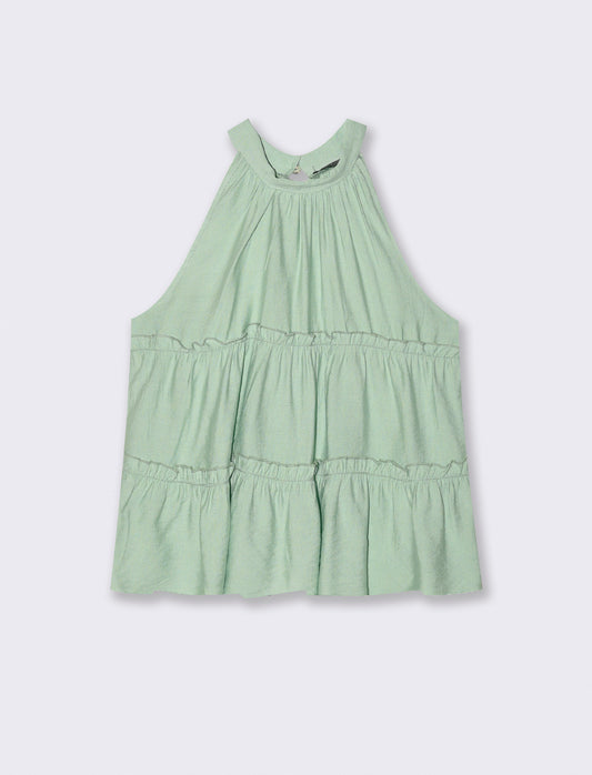 Top con rouches - Verde acqua