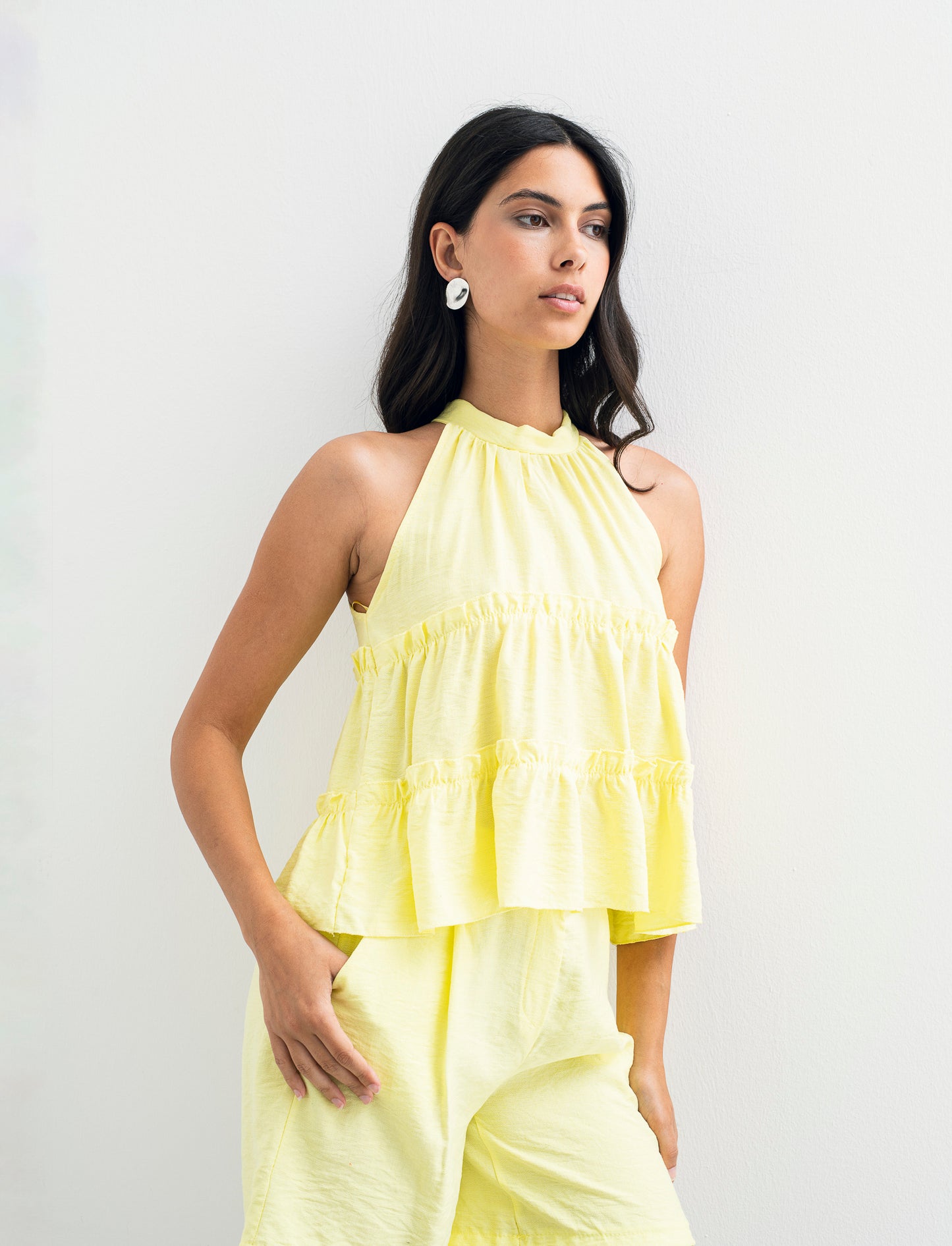 Top con rouches - Giallo