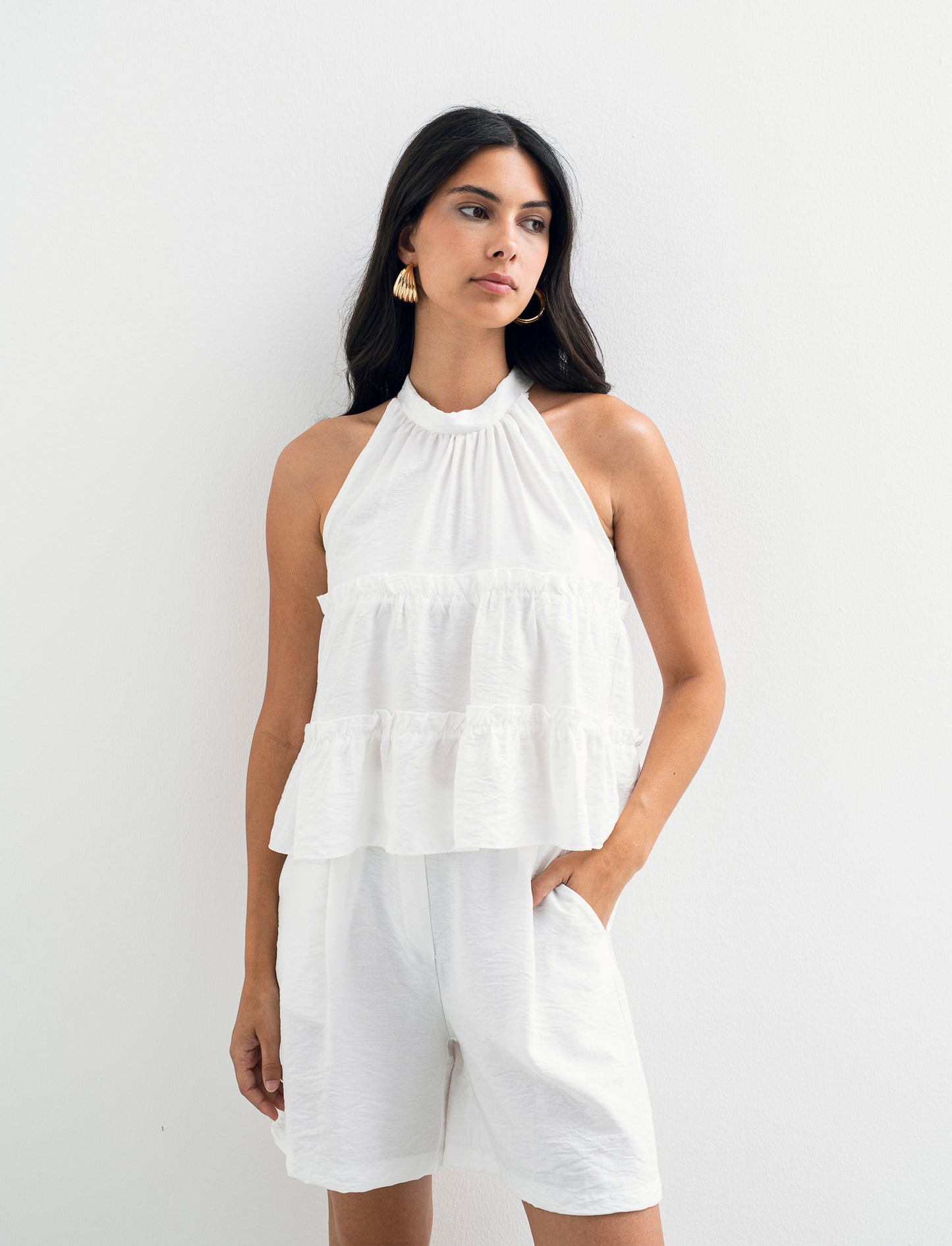 Top con rouches - Bianco