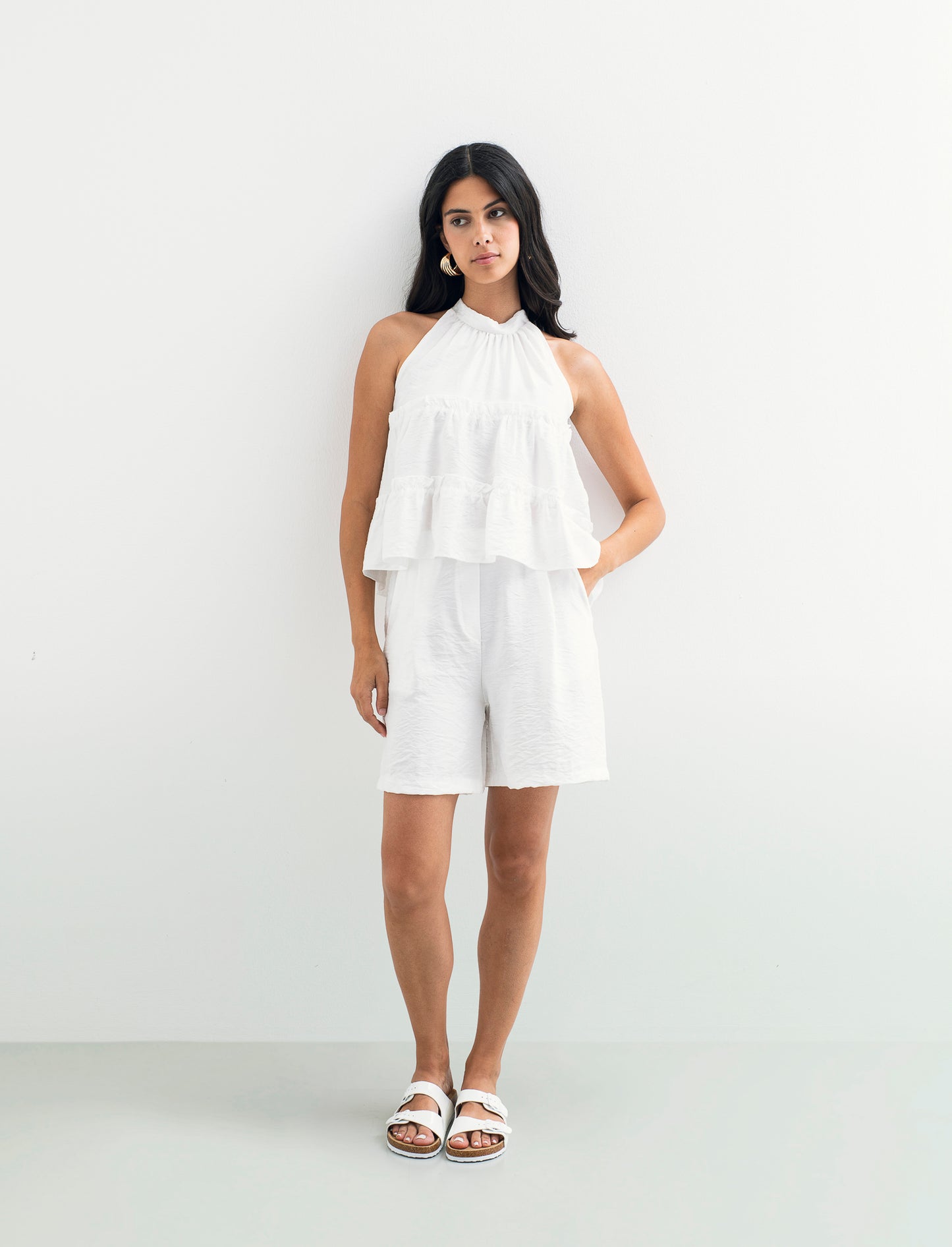 Top con rouches - Bianco