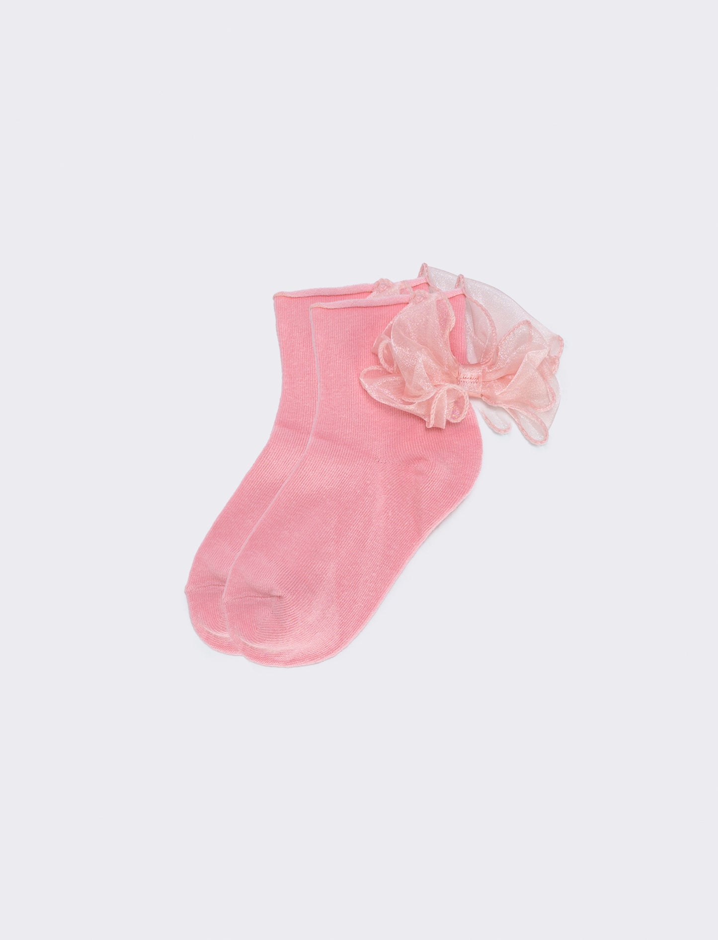 Calzino bambina con fiocco in tulle - Rosa