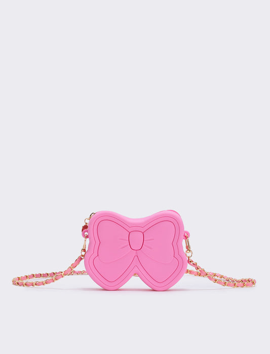 Borsa gommata con fiocco elegante - Rosa