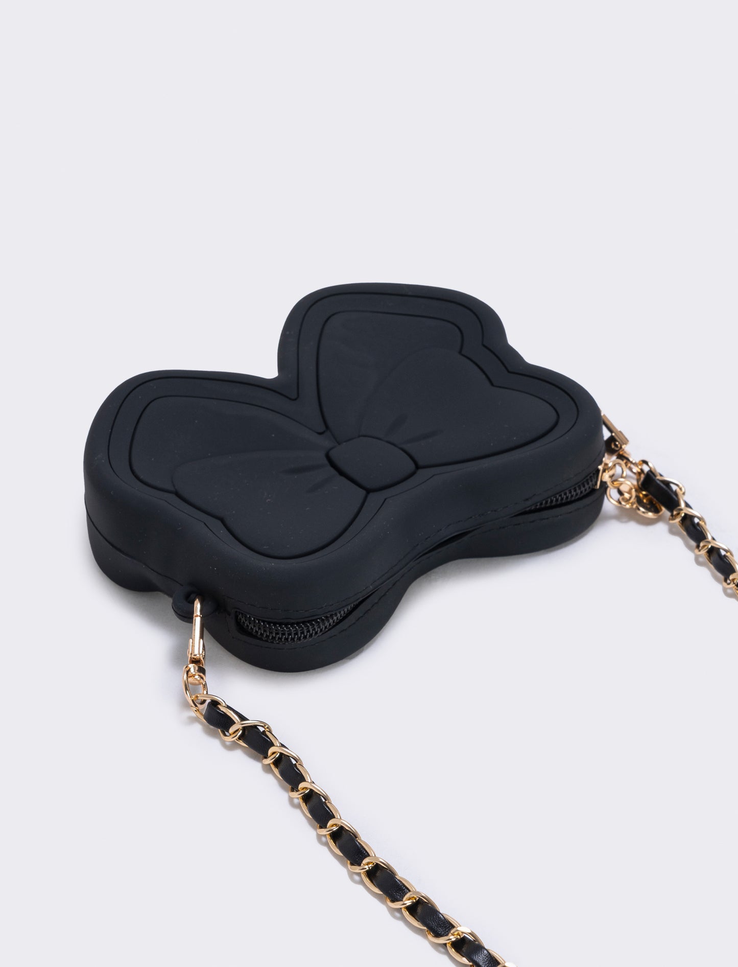 Rubberized bag with elegant bow - Black