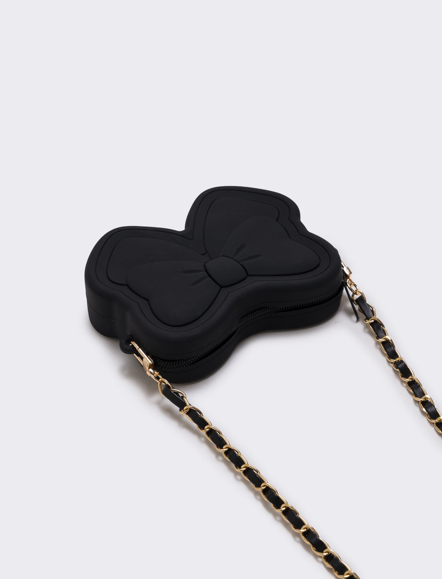 Rubberized bag with elegant bow - Black