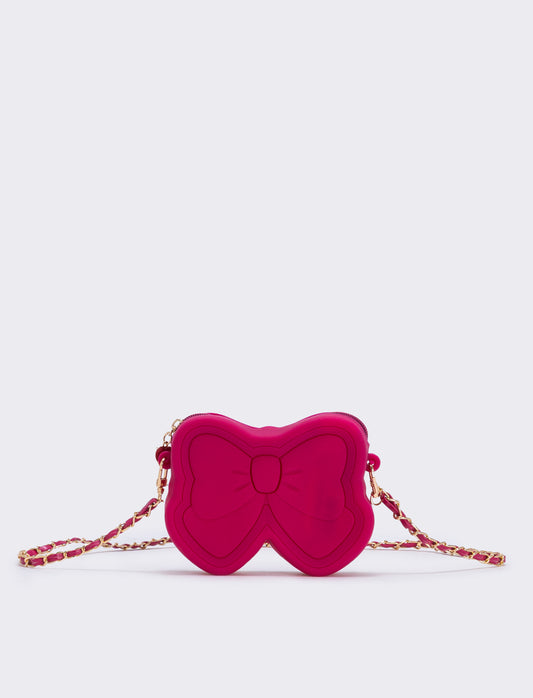 Borsa gommata con fiocco elegante - Fuxia