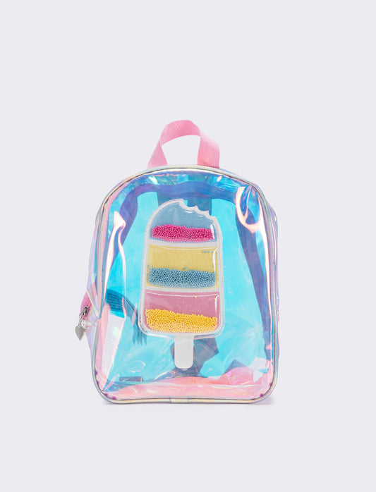 Zaino in PVC con gelato colorato - Rosa