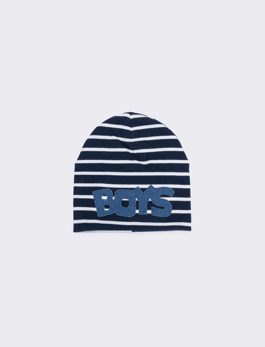 Cappello cuffia righe in jersey elegante - Bianco