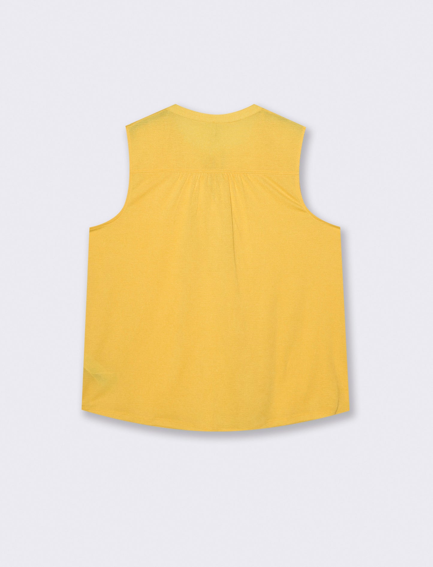 Camicia Giromanica con Scollo a V e Laccetto - Giallo limone