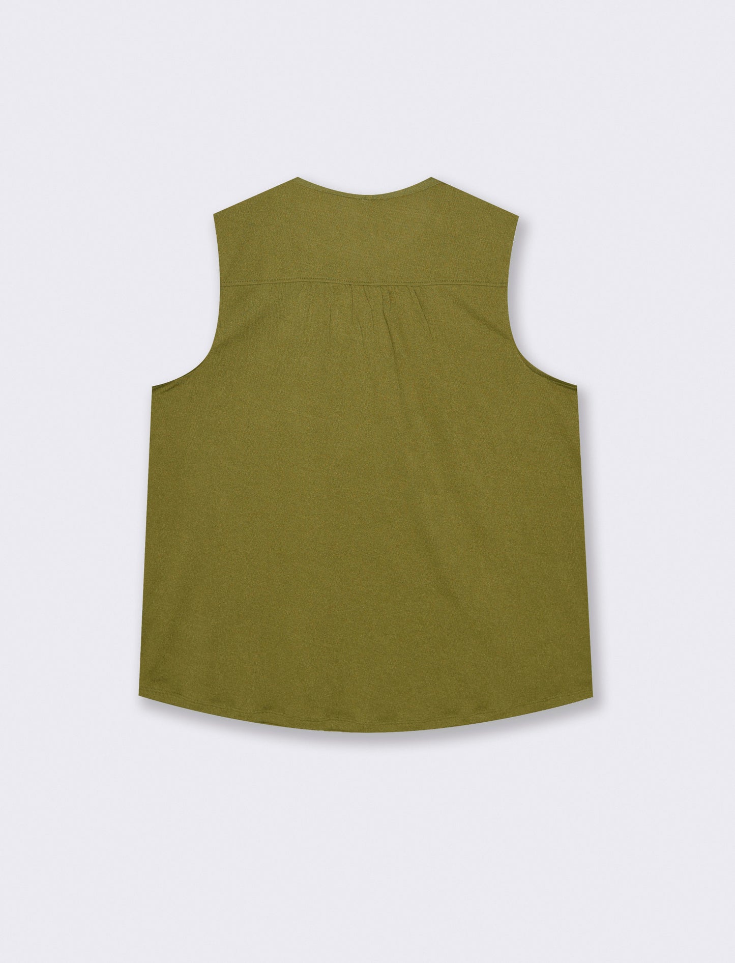 Camicia Giromanica con Scollo a V e Laccetto - Verde abete
